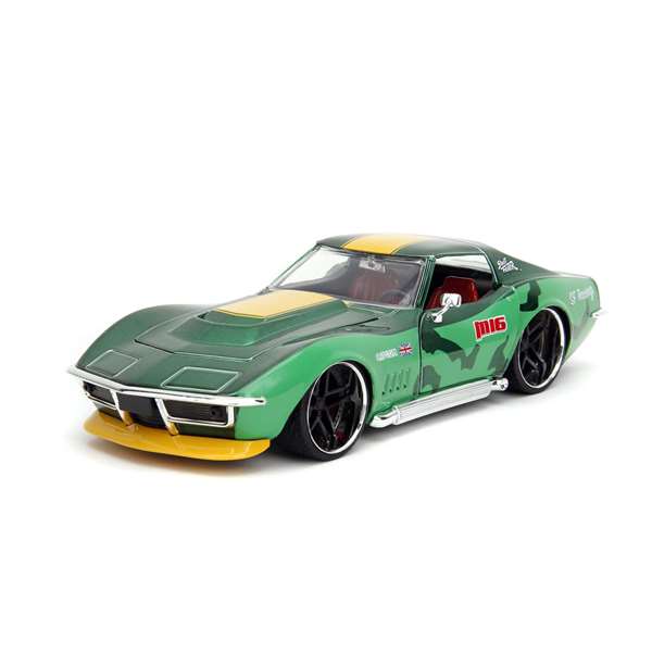 Coche street fighter ii cammy 1969 chevrolet corvette escala 1:24. incluye figura