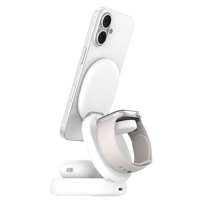 Belkin WIZ034kqWH Cargador Inalámbrico MagSafe 3 en 1 Plegable con Qi2 15W - 1.5 m Blanco