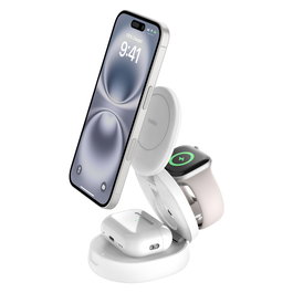Belkin WIZ034kqWH Cargador Inalámbrico MagSafe 3 en 1 Plegable con Qi2 15W - 1.5 m Blanco