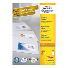 AVERY Zweckform Etiquetas 3655 Blanco 210 x 148 mm