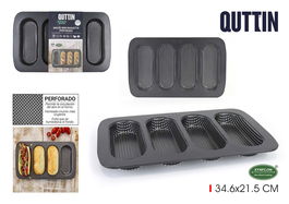 Quttin Molde para 4 Baguettes Perforado 34.6x21.5x3 cm (12 Unidades)