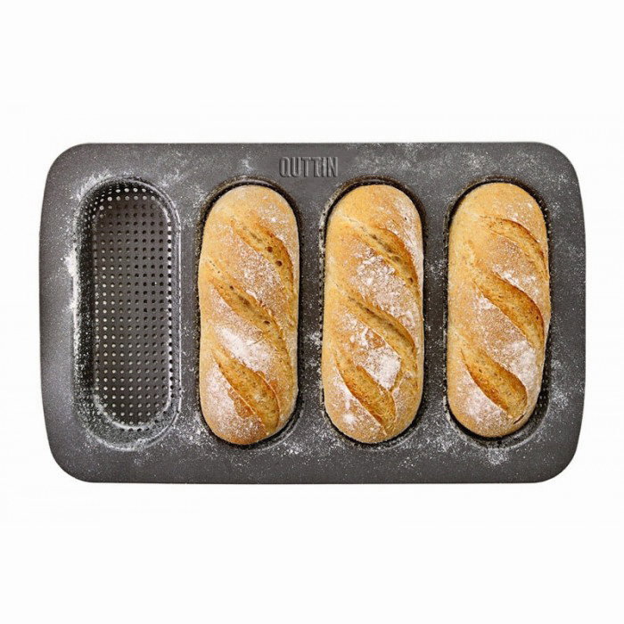 Quttin Molde para 4 Baguettes Perforado 34.6x21.5x3 cm (12 Unidades)