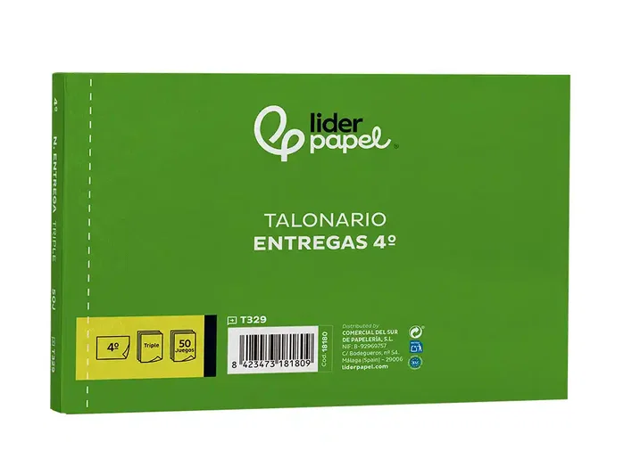 Liderpapel T329 Talonario de Entregas Cuarto Apaisado con 2 Copias (210 x 144 mm)