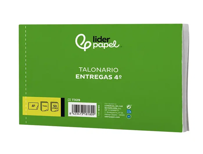 Liderpapel T329 Talonario de Entregas Cuarto Apaisado con 2 Copias (210 x 144 mm)
