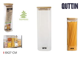 Quttin Tarro Boro Cuadrado Bambú 8x27 cm 1300ml (12 Unidades)