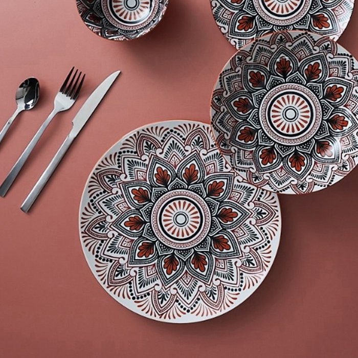 Home Deco Factory Mirage Plato llano decorado Mandala naranja diám. 26 cm
