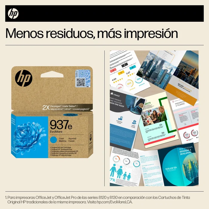 HP 937e EvoMore Cartucho de Tinta Cian