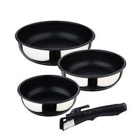 Bergner Set 3 Sartenes Click & Cook BG-32292-MM Acero Inoxidable Ø18/Ø20/Ø24 cm Aptas Inducción
