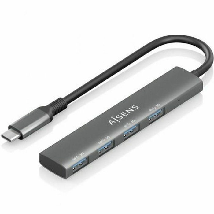 Aisens Hub USB 3.1 USB-C con 4 puertos USB 3.0, Gris