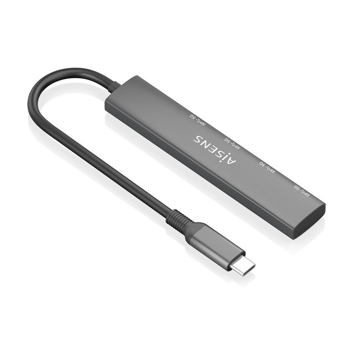 Aisens Hub USB 3.1 USB-C con 4 puertos USB 3.0, Gris