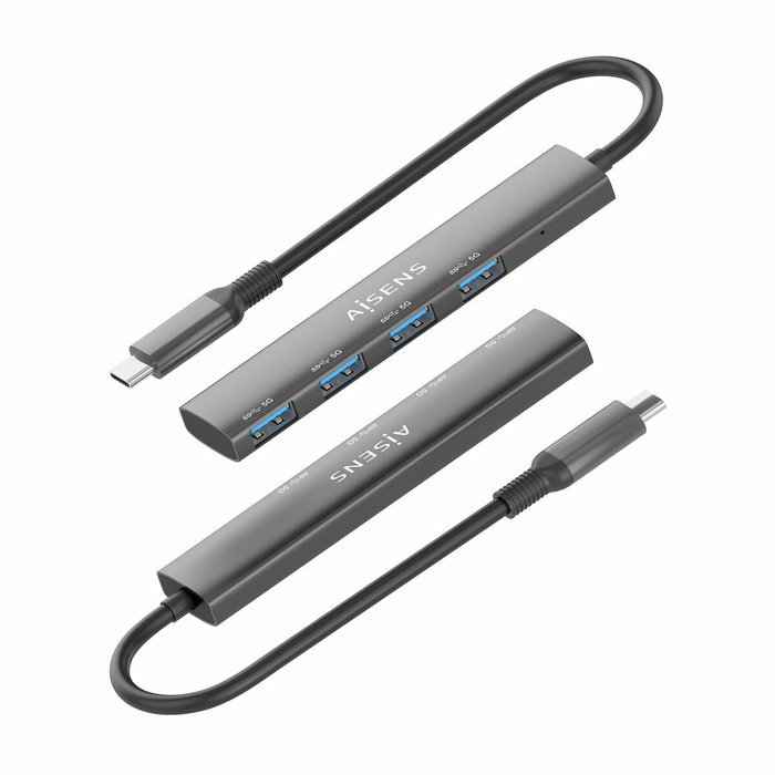 Aisens Hub USB 3.1 USB-C con 4 puertos USB 3.0, Gris