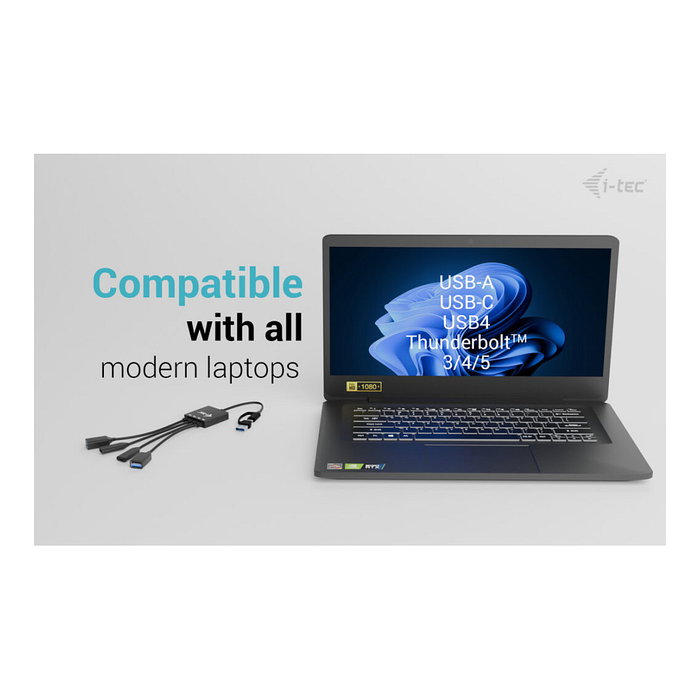 I-tec Hub USB de 4 puertos con 2x USB-C y 2x USB-A 3.2 Gen 1