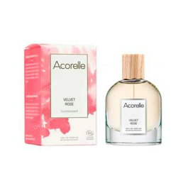 ACORELLE Eau de Parfum Velvet Rose 50 ml - Perfume Orgánico Certificado ECOCERT, Fragancia Floral de Rosa y Geranio