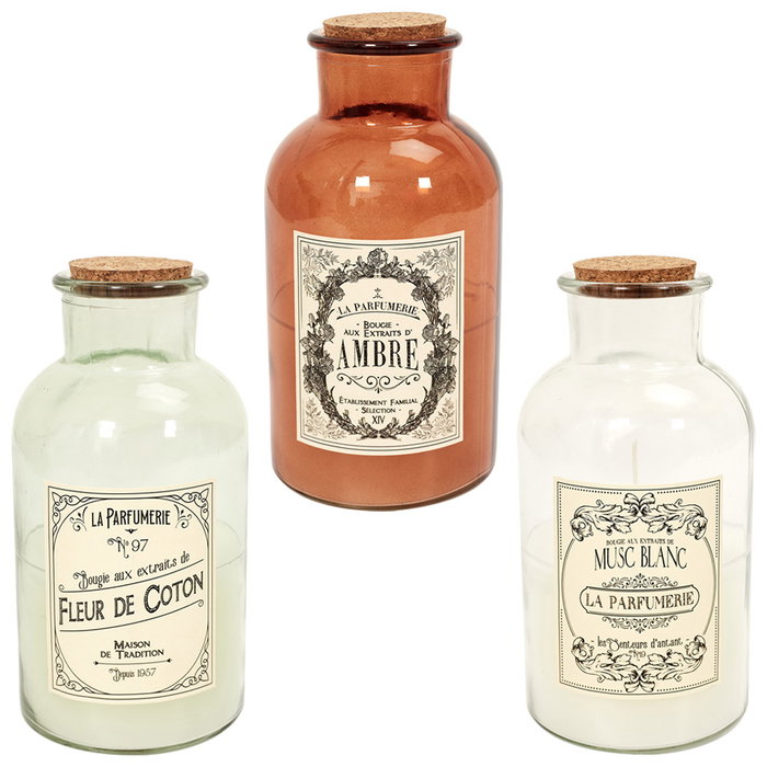 Home Deco Factory Vela Perfumada Frasco Colección Apothicaire Vidrio Ø10x21cm 360g 66h