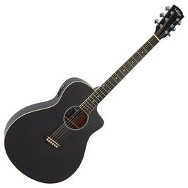 Vintage Pacific Coast A/E Guitarra Electrificada Acústica Midnite Black