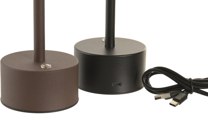 DKD Home Decor Lámpara Táctil LED de Hierro, Surtido Marrón Oscuro y Negro