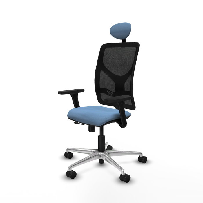 PIQUERAS Y CRESPO Silla de oficina Motilla con mecanismo Sincro/Traslack Azul cielo y Negro