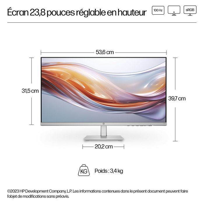 HP 524sh Monitor de 23,8 pulgadas Full HD IPS con altura ajustable HP 524sh Monitor de 23,8 pulgadas Full HD IPS con altura ajustable