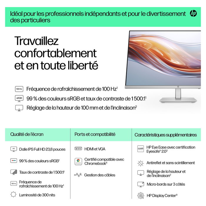 HP 524sh Monitor de 23,8 pulgadas Full HD IPS con altura ajustable HP 524sh Monitor de 23,8 pulgadas Full HD IPS con altura ajustable