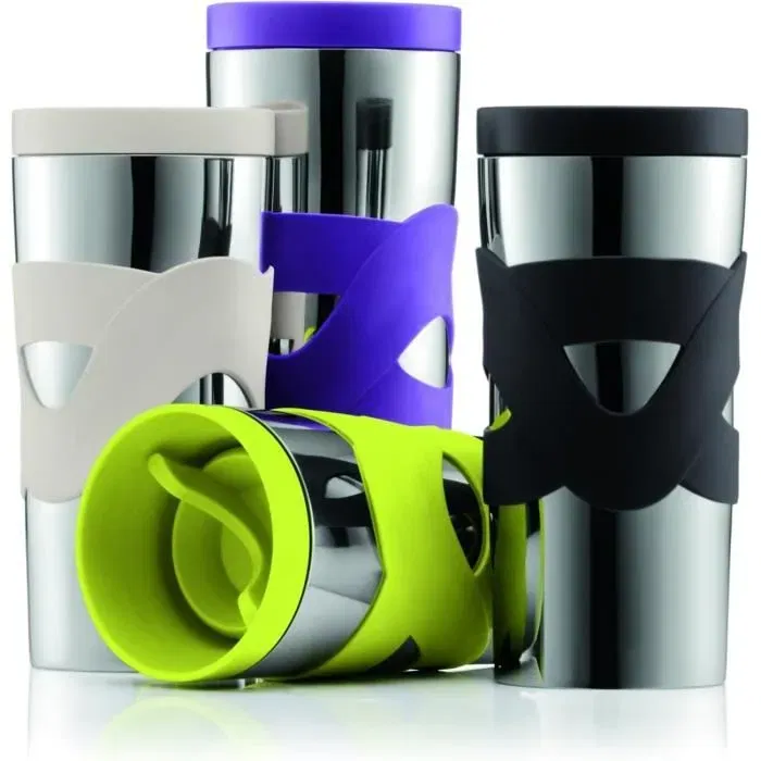Bodum Taza Térmica de Viaje - Acero Inoxidable Doble Pared, Tapa Hermética, 0.35L, Negra BOD0699965007621