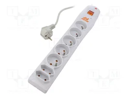 HSK DATA Regleta de alimentación con 7 tomas y cable de 3m, Gris
