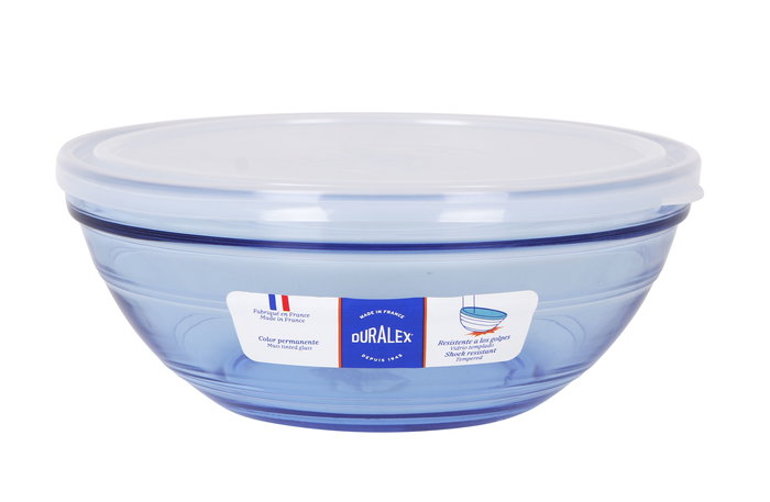 Duralex Bowl 20.5 cm Apilable con Tapa Marine - Bol de Cristal Templado (4 Unidades)