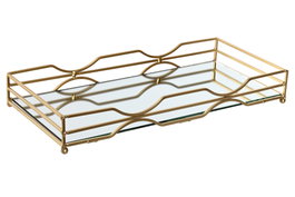 DKD Home Decor Bandeja Metal Espejo Mate Dorado 38x18x5 cm de 2 unidades