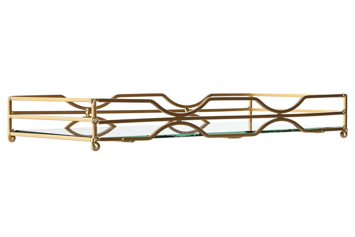 DKD Home Decor Bandeja Metal Espejo Mate Dorado 38x18x5 cm de 2 unidades