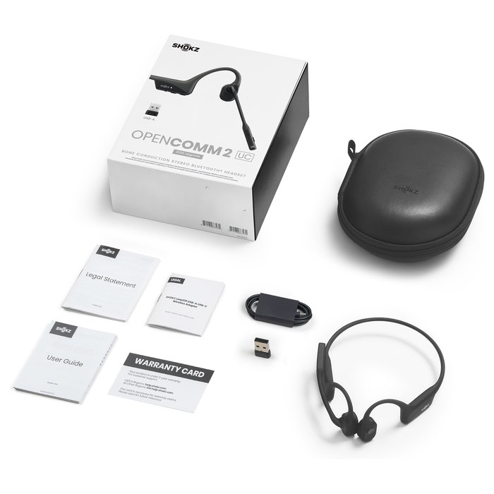 Shokz OpenComm2 UC Auriculares Bluetooth de Conducción Ósea Inalámbricos para Oficina, C120-AA-BK, Negro