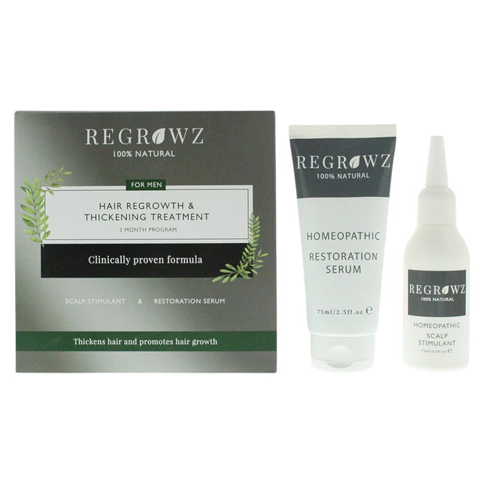 Set Regrowz: Homeopathic, Scalp Serum, Restorative, 75 ml + Homeopathic, Scalp Cream Treatment, Hydrate & Protect, 75 ml