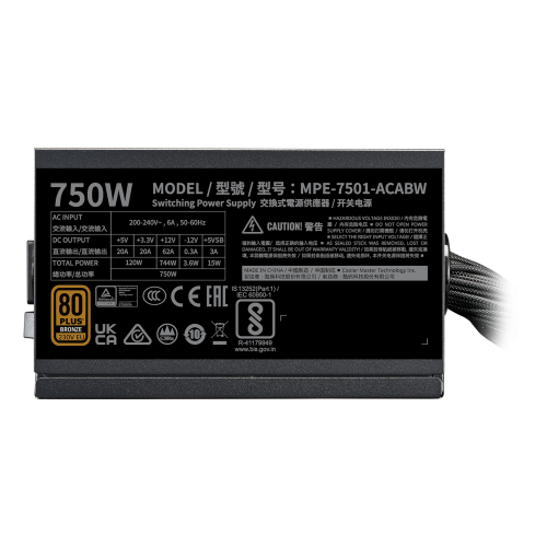 Cooler Master MWE Bronze 750 V3 Negro