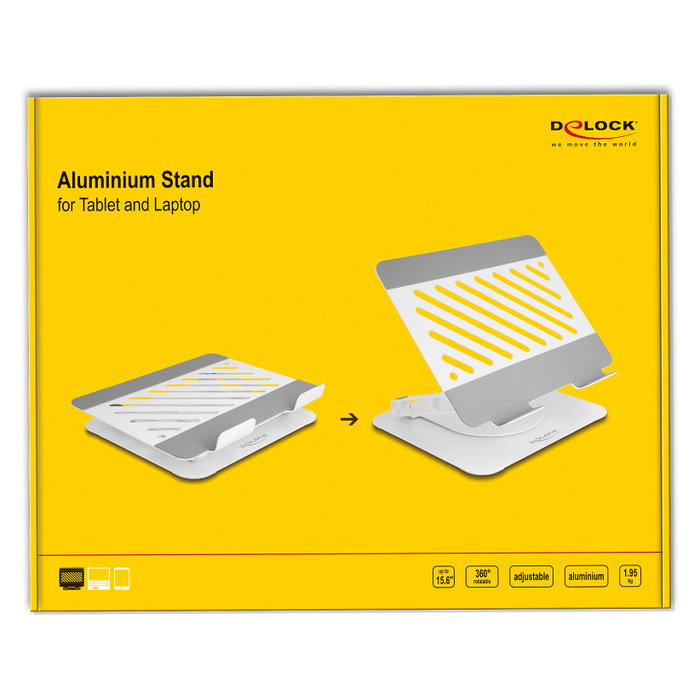 DeLOCK Soporte para Tablet y Portátil de Aluminio Ajustable 360° Gris Claro DeLOCK Soporte para Tablet y Portátil de Aluminio Ajustable 360° Gris Claro
