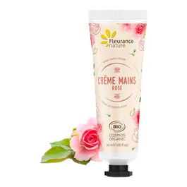 FLEURANCE NATURE Crema de Manos Rosa 30ml con Karité y Aloe Vera Hidratante y Calmante para Piel Delicada