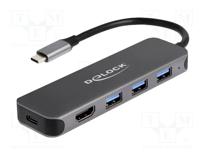 DeLOCK 64171 Concentrador USB de 3 puertos y salida HDMI 4K con USB Type-C y PD 85W DeLOCK 64171 Concentrador USB de 3 puertos y salida HDMI 4K con USB Type-C y PD 85W
