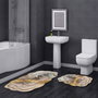 Mijölnir 21018415Bj Juego de Alfombras de Baño 50x60cm y 60x100cm, Poliéster, Antideslizante, Antibacteriano, Blanco, Visón y Dorado