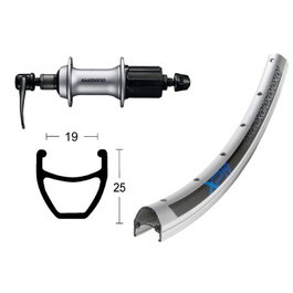Winora Exal XP-19 Rueda Trasera 28x1.75 36 Agujeros Cierre Rápido Shimano Acera T3000 8V Aluminio Plata