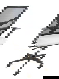 Silla de oficina Motilla con mecanismo Sincro/Traslack tapizada con Tela color Blanco y malla color Negro. Equipada con lumbar 1D, Brazos 1D y Ruedas 65mm nailon