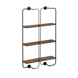 Ixia Estantería de Decoración Negro-Marrón en Metal y Madera