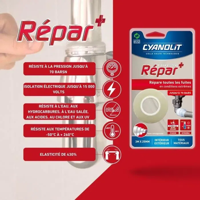 Cyanolit CYA3045203000744 Cinta de Silicona Autoadhesiva Impermeable Resistente a Temperaturas Extremas