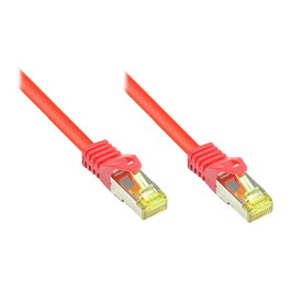 GoodConnections Cable de Red RJ-45 Cat7 S/FTP, 50m, Rojo, Blindaje, Halogen-Free, Plug and Play, 600 MHz