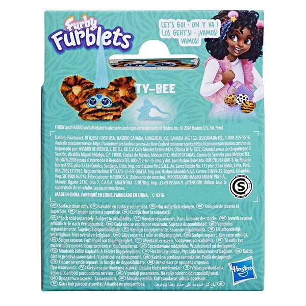 Hasbro Furby Furblets Chee-Chee - Figura Juguete Interactivo Electrónico de Colección para Niños con Sonidos en Idioma Furbish, Clip de Llavero, Incluye Pilas