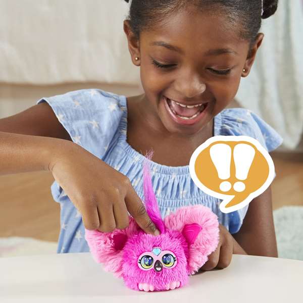 Hasbro Furby Furblets Chee-Chee - Figura Juguete Interactivo Electrónico de Colección para Niños con Sonidos en Idioma Furbish, Clip de Llavero, Incluye Pilas