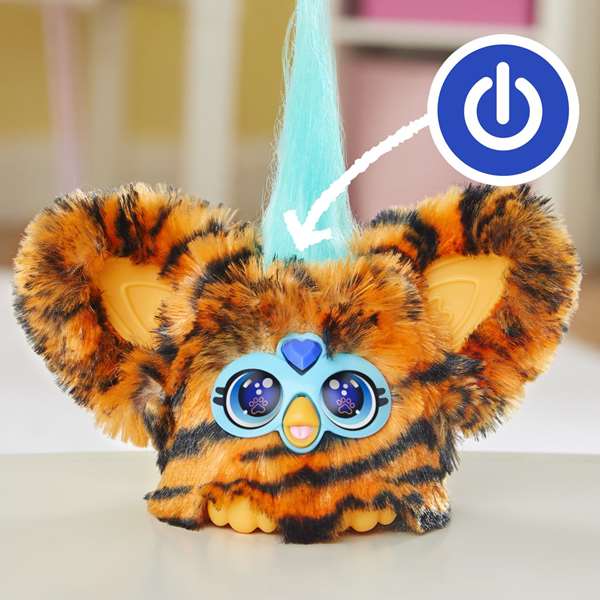 Hasbro Furby Furblets Chee-Chee - Figura Juguete Interactivo Electrónico de Colección para Niños con Sonidos en Idioma Furbish, Clip de Llavero, Incluye Pilas