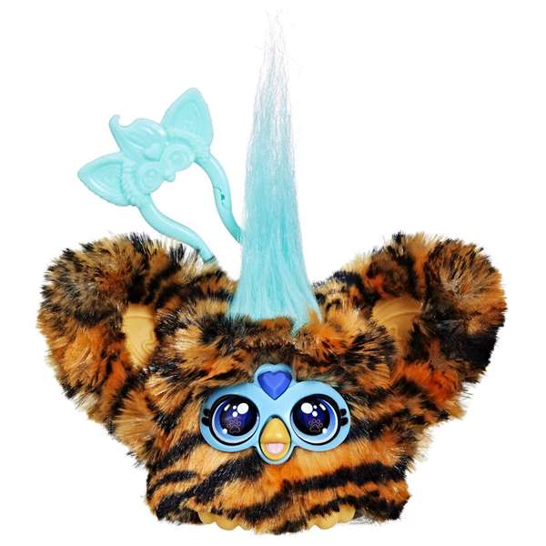 Hasbro Furby Furblets Chee-Chee - Figura Juguete Interactivo Electrónico de Colección para Niños con Sonidos en Idioma Furbish, Clip de Llavero, Incluye Pilas