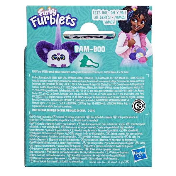 Hasbro Furby Furblets Chee-Chee - Figura Juguete Interactivo Electrónico de Colección para Niños con Sonidos en Idioma Furbish, Clip de Llavero, Incluye Pilas