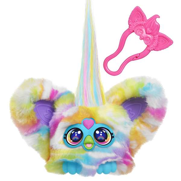 Hasbro Furby Furblets Chee-Chee - Figura Juguete Interactivo Electrónico de Colección para Niños con Sonidos en Idioma Furbish, Clip de Llavero, Incluye Pilas