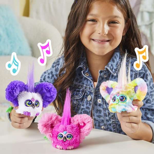 Hasbro Furby Furblets Chee-Chee - Figura Juguete Interactivo Electrónico de Colección para Niños con Sonidos en Idioma Furbish, Clip de Llavero, Incluye Pilas