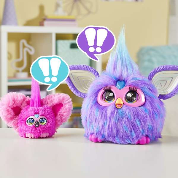 Hasbro Furby Furblets Chee-Chee - Figura Juguete Interactivo Electrónico de Colección para Niños con Sonidos en Idioma Furbish, Clip de Llavero, Incluye Pilas