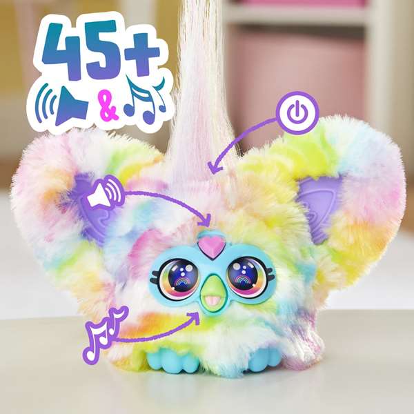 Hasbro Furby Furblets Chee-Chee - Figura Juguete Interactivo Electrónico de Colección para Niños con Sonidos en Idioma Furbish, Clip de Llavero, Incluye Pilas