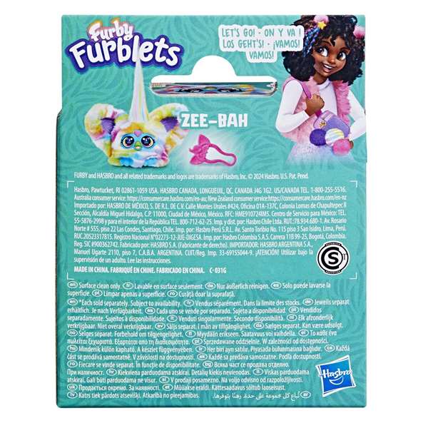 Hasbro Furby Furblets Chee-Chee - Figura Juguete Interactivo Electrónico de Colección para Niños con Sonidos en Idioma Furbish, Clip de Llavero, Incluye Pilas
